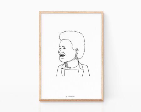 ルワンダ大臣ソリナ・ニラハビマナの紙に描かれたインクの肖像画。.