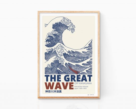 The great wave off Kanagawa illustration print – Ukiyo-e Katsushika hokusai Japan poster.