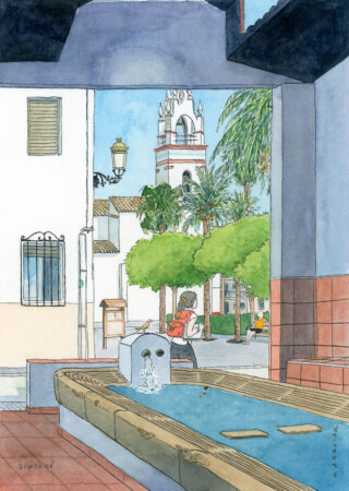 Original watercolor benifairo de la valldigna on auction