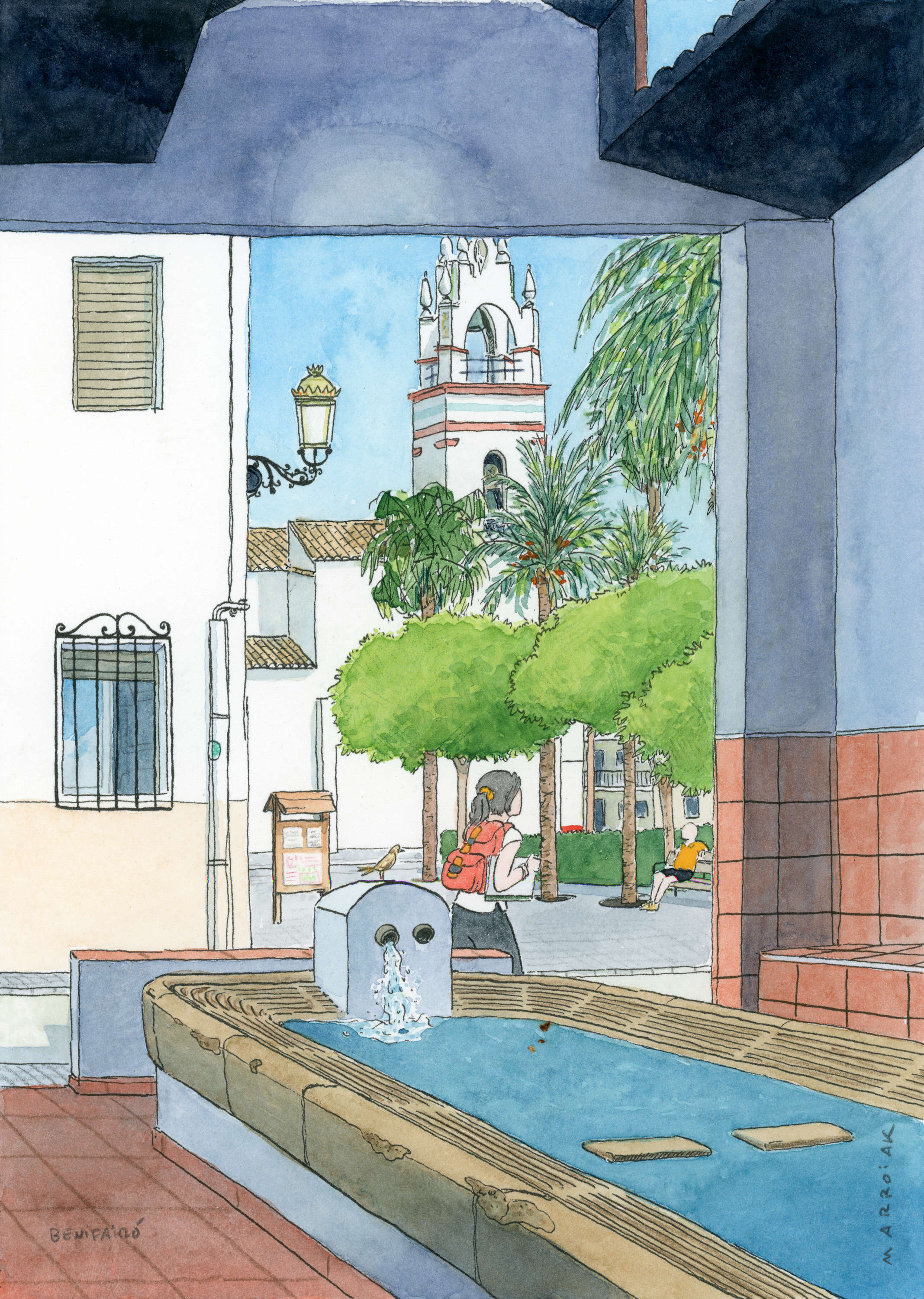 Acquarello originale benifairo de la valldigna all'asta