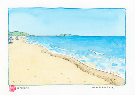 Original watercolor painting of Valencia Mediterranean beach up for auction