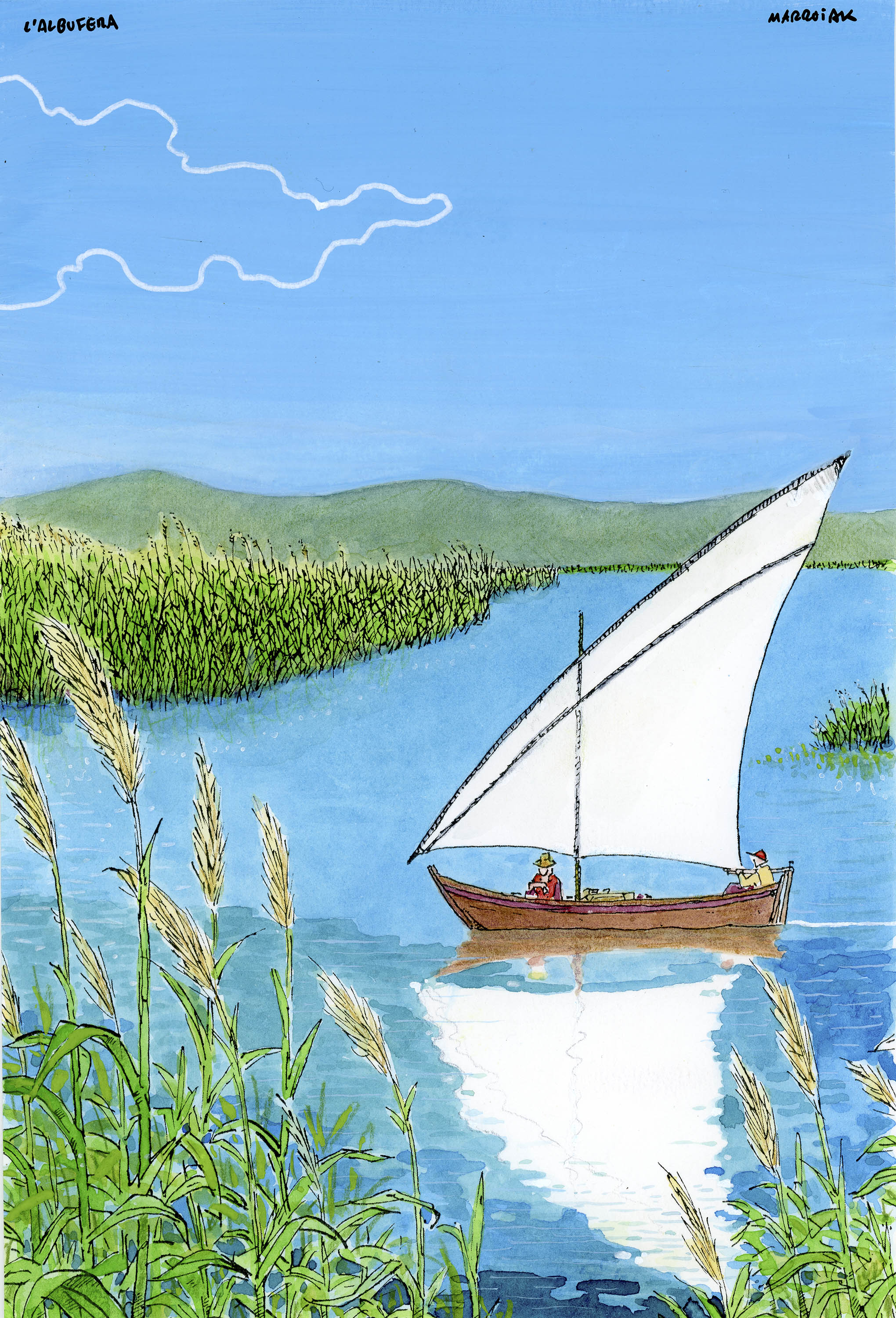 Acquerello originale dell'Albufera in vendita all'asta.