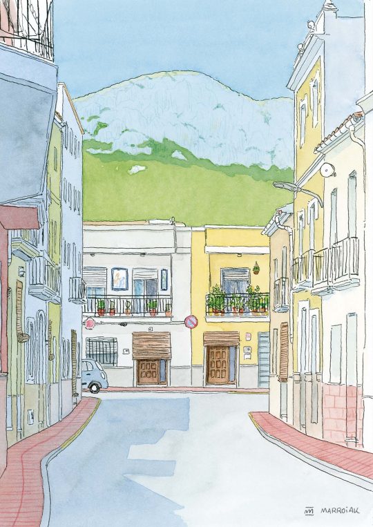 xeraco valencia town watercolor