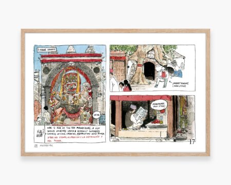 Quadro decorativo da incorniciare, raffigurante un acquerello di Durbar Square a Kathmandu. Illustrazioni di viaggio in stile Urban Sketchers dal Nepal.