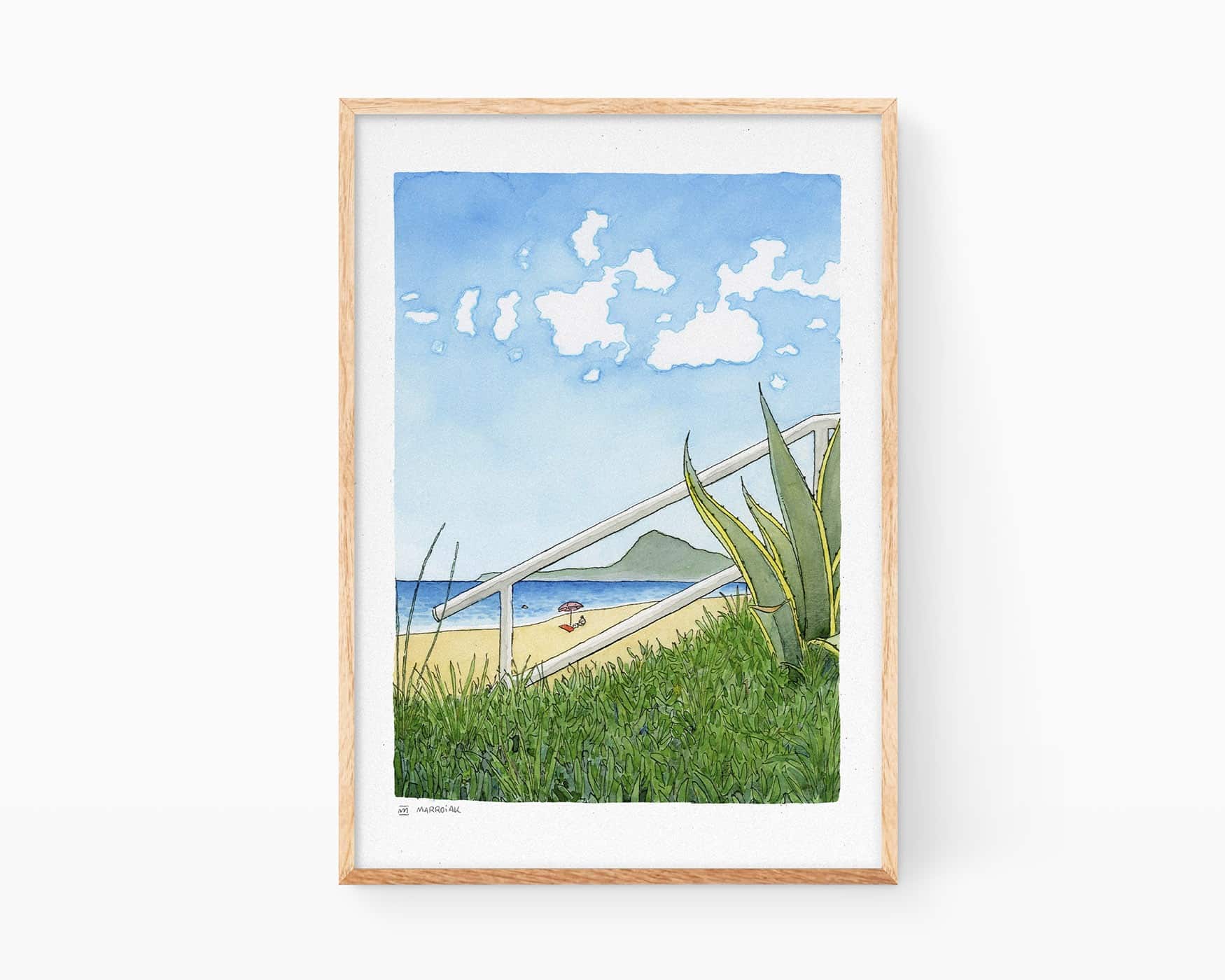 Immagine di alcune città della regione di Safor, nella provincia di Valencia. Disegno della spiaggia di Oliva e del monte Montgó a Denia e Xabia.