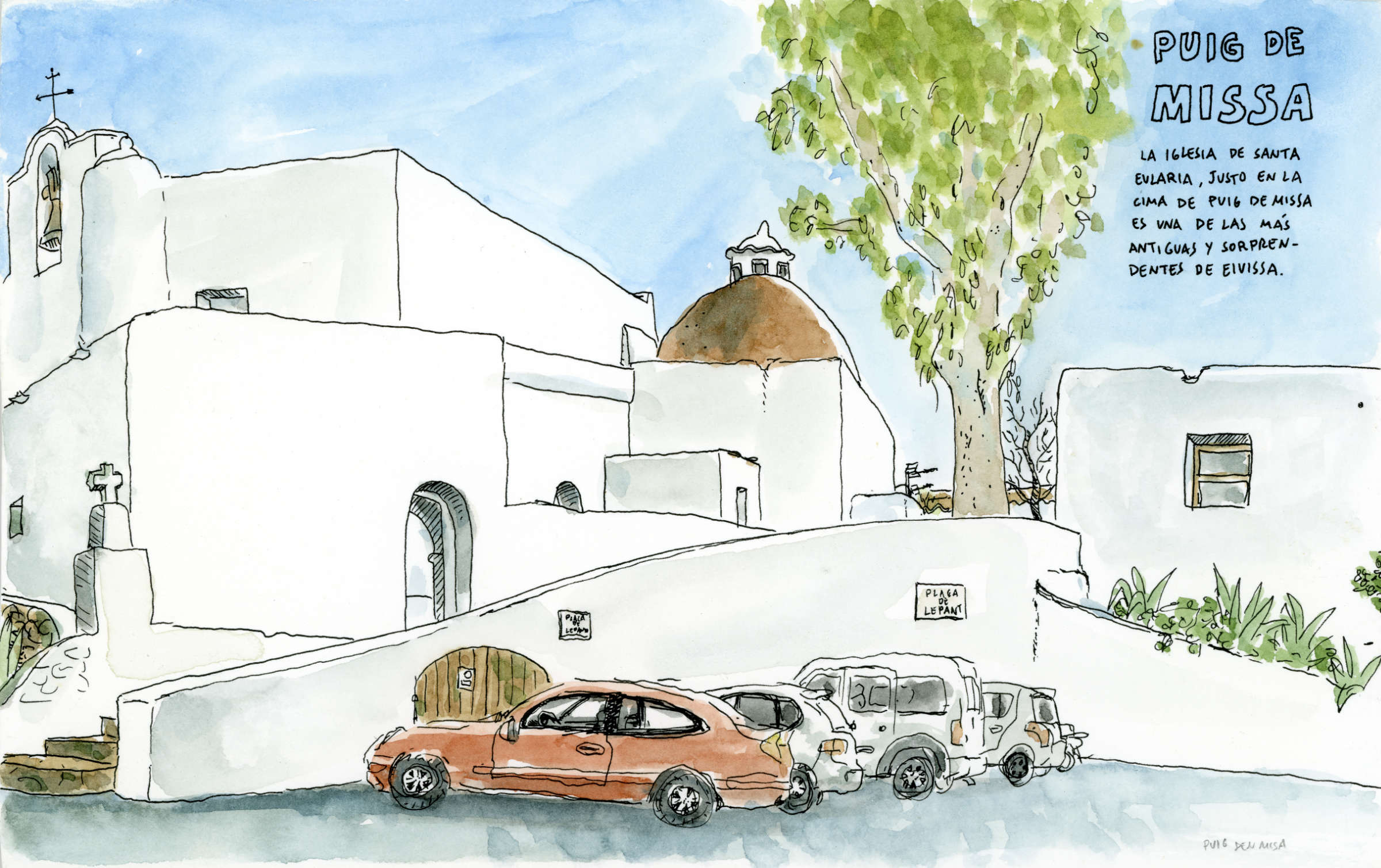 Originele aquareltekening van Puig de Missa Ibiza wordt geveild.