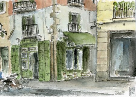 Disegno originale di El Born, Barcellona, all'asta. Acquerello su carta.
