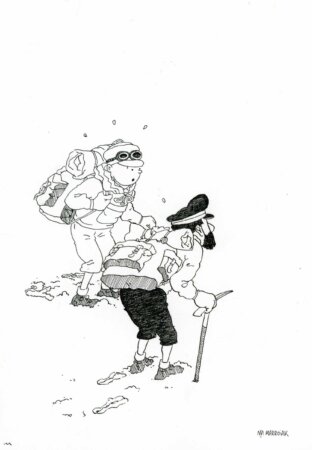 Disegno originale di Tintin in bianco e nero, asta.