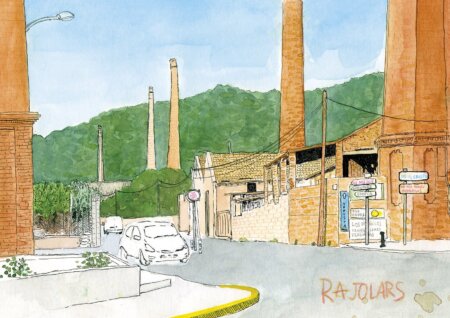 Disegno di uliveti a Valencia, acquerello