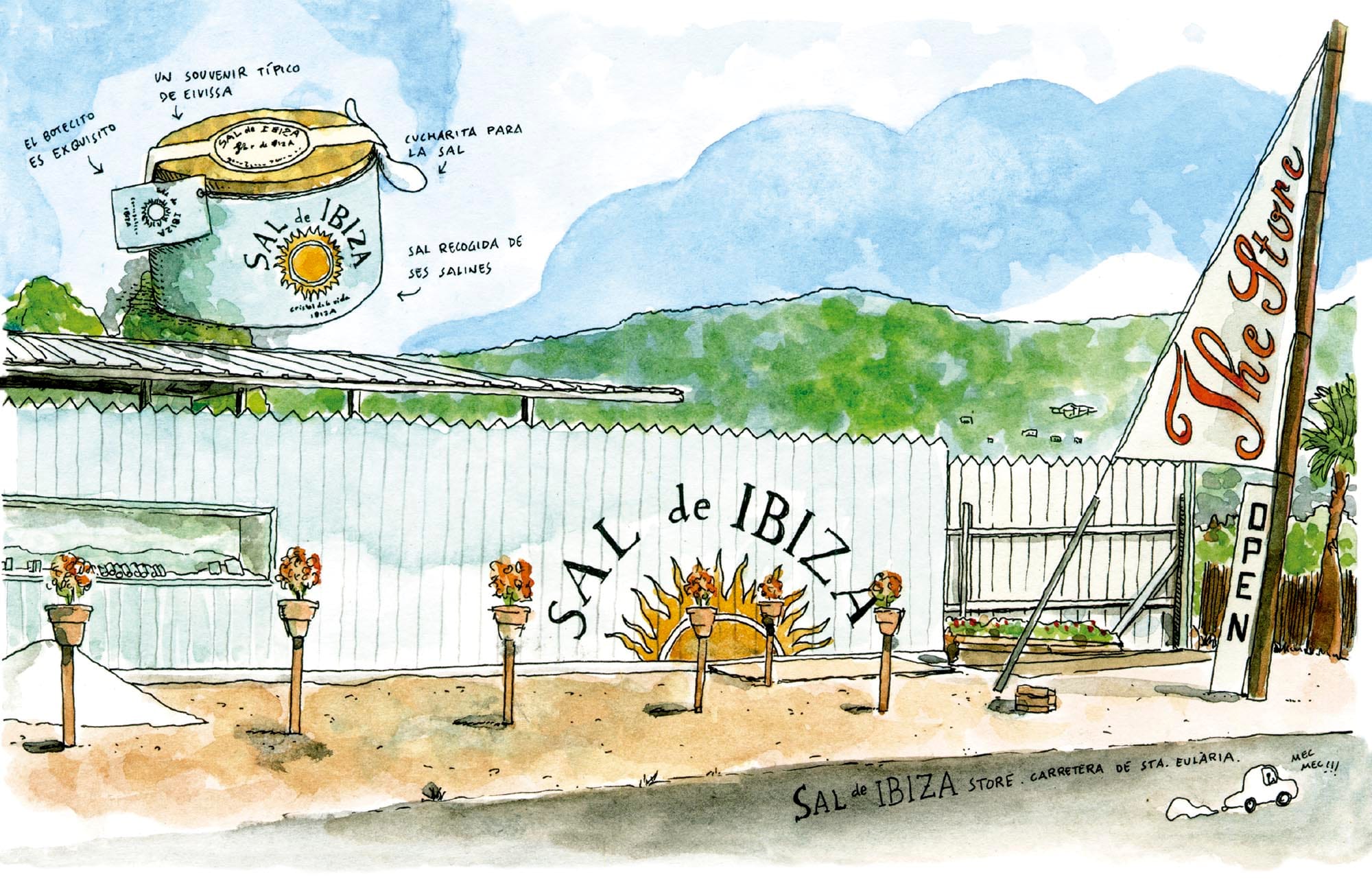 Sale di Ibiza che disegna il negozio di Santa Eularia