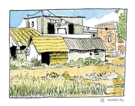 Disegni del Nepal e dei dintorni di Lumbini. Schizzi di disegnatori urbani.