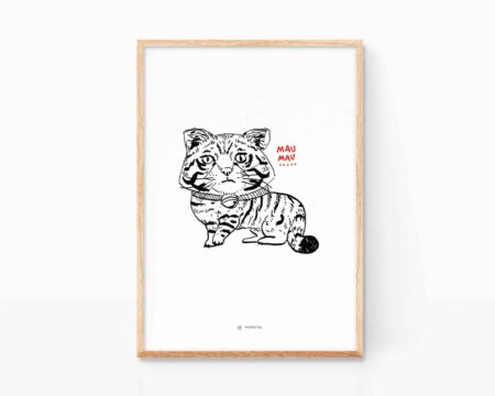 Black and white illustration of a cat. Sketchy punk and grunge style.