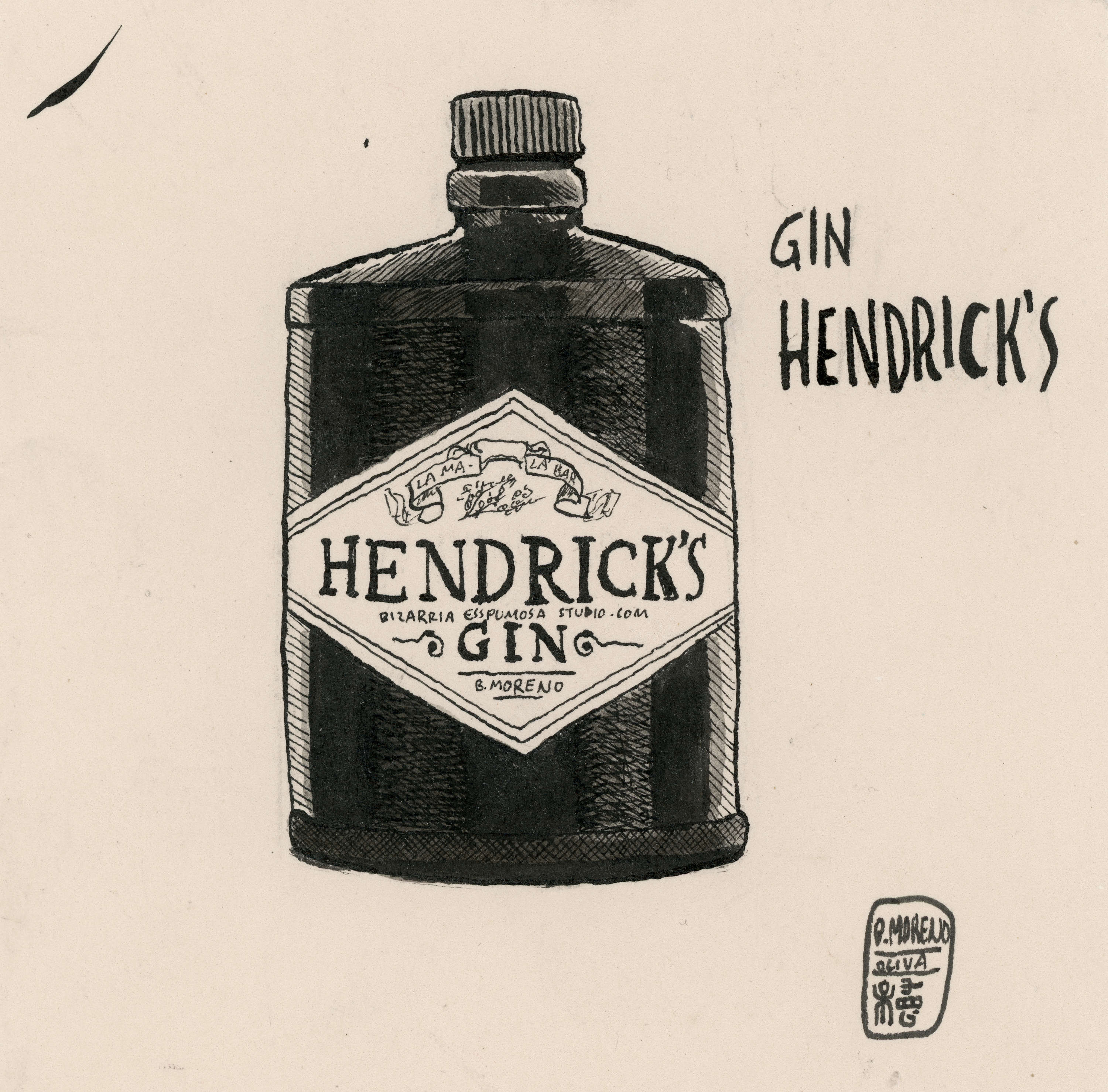 Gin Hendricks original ink drawing up for auction
