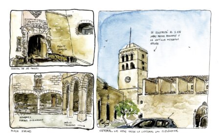 Portal de ses taules ibiza dalt vila acuarela