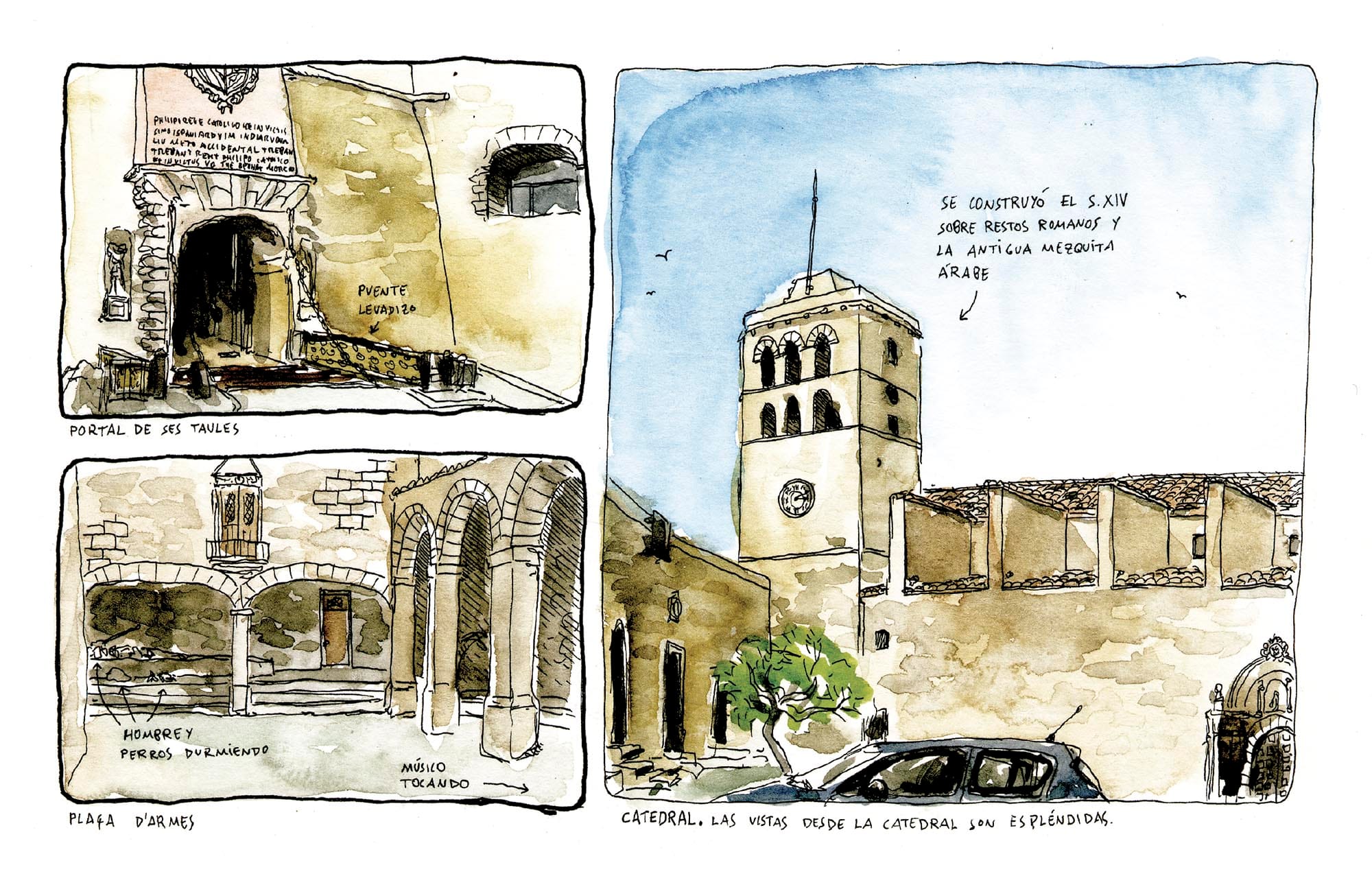 Portal de ses taules ibiza dalt vila watercolor