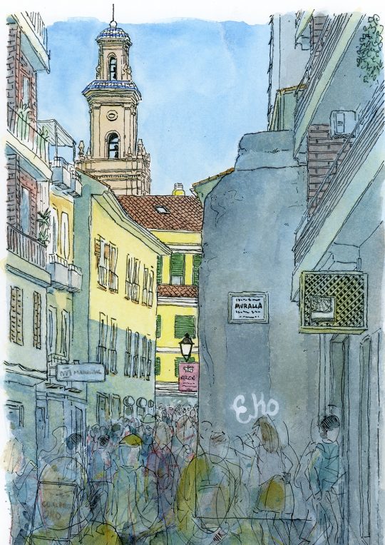 gandia valencia town watercolor