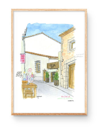 Drawing carrer del Hospital in Valencia. Sketch Urban Sketchers