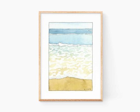 地中海沿岸を水彩画風に描いたコミック風の装飾プリント。Marroiak アートポスター