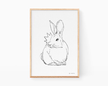 イベリア半島の動物の版画：インクで描かれたウサギの白黒イラスト。生物学者向けの装飾品。.