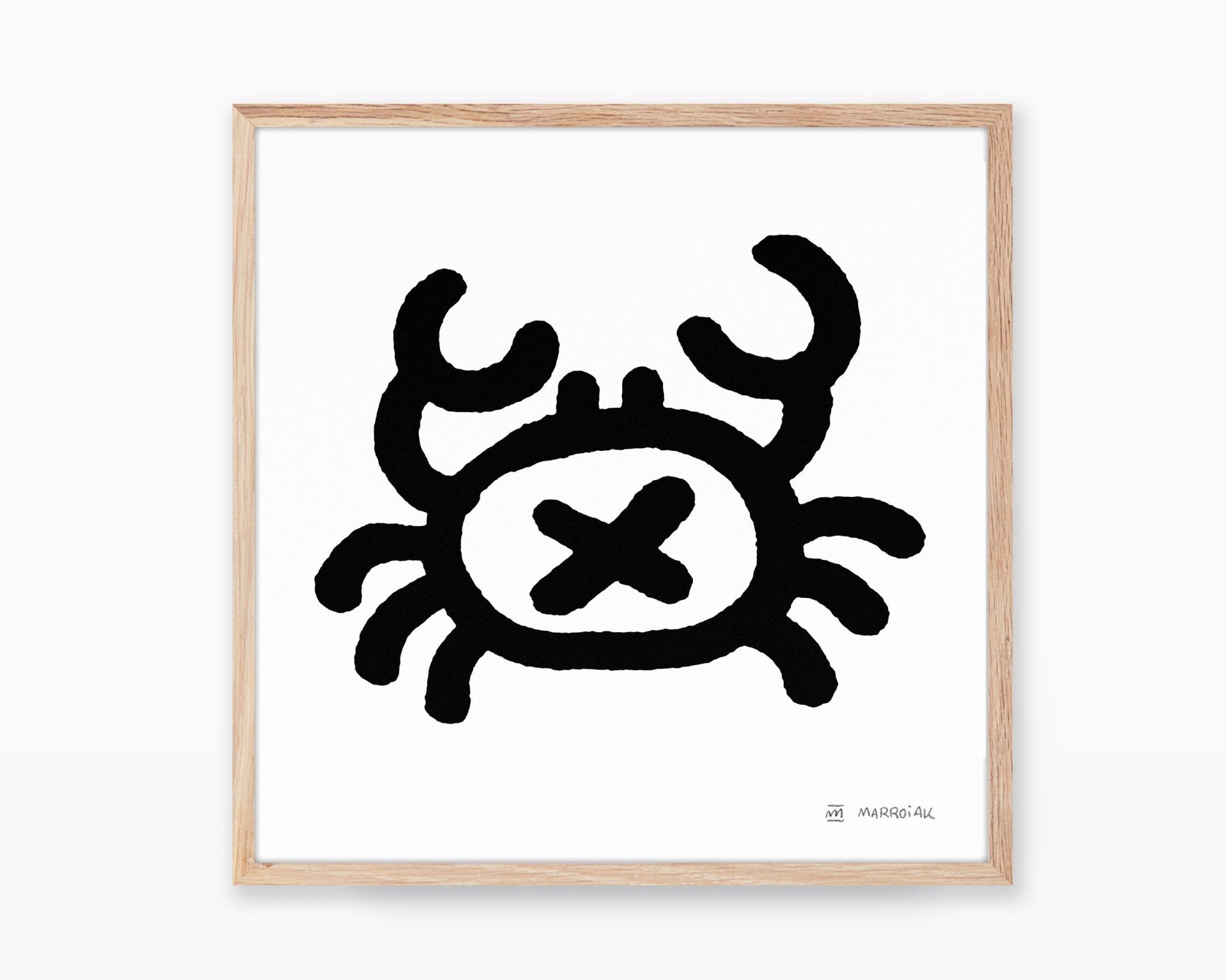 Decorative wall hanging for children with a drawing of a minimalist crab.
