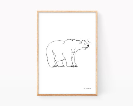 Disegno di un orso bruno in stile indù. Illustrazione in bianco e nero di animali totemici.