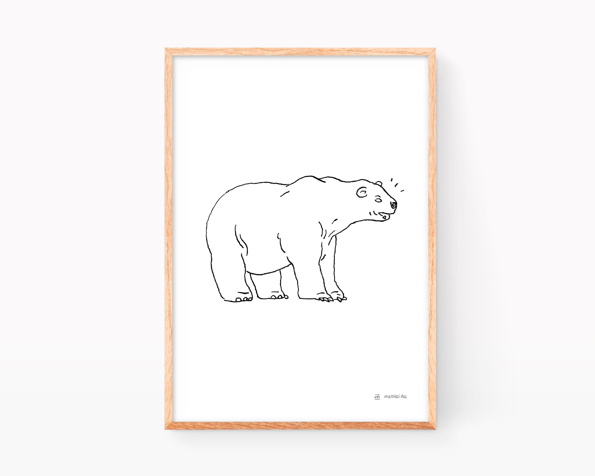 Disegno di un orso bruno in stile indù. Illustrazione in bianco e nero di animali totemici.