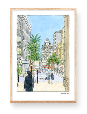 Valencia prints for framing. Print with an illustration of the capital city of the Valencian Community.
