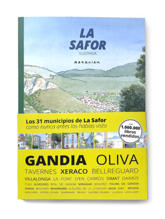 Illustrated book about the Safor region, drawings of the Gandia and olive groves