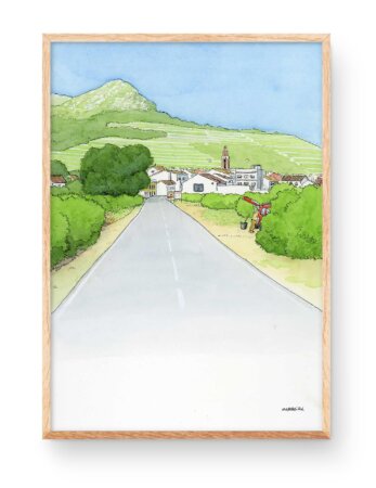 Drawing of the village Llocnou de Sant Jeroni in La Safor, province of Valencia.