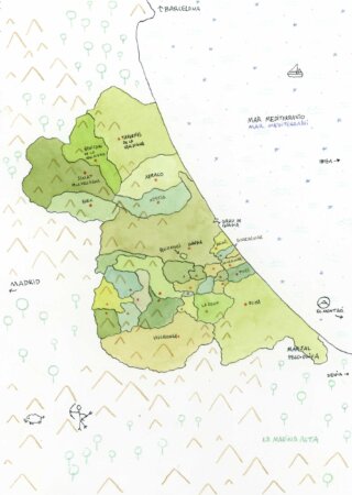 mappa originale illustrata di La Safor