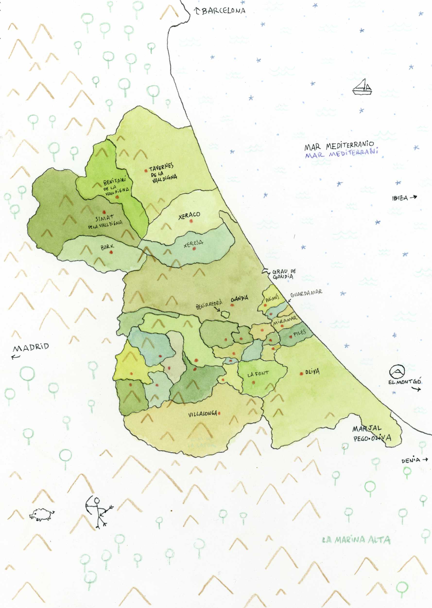 original illustrated map of la safor