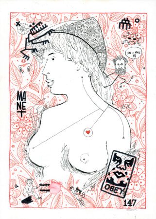 Un'opera originale di Obey Manet all'asta.