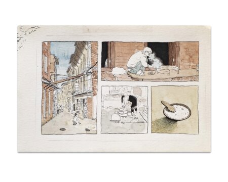 Illustrazione originale ad acquerello e inchiostro su carta. Nepal, Kathmandu. Viaggio. Urban Sketchers
