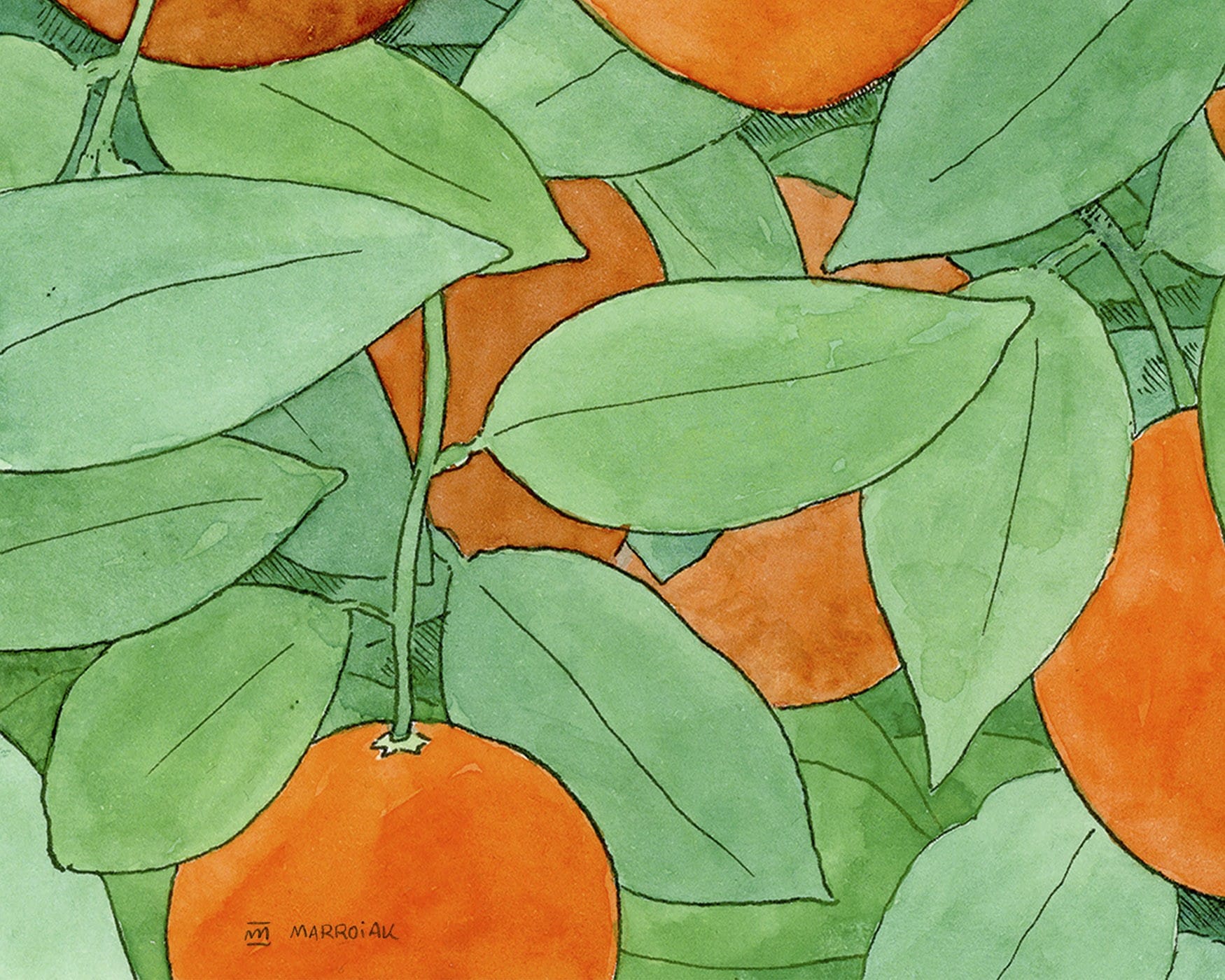 Ilustración original: Acuarela naranjas de Valencia - 画像 (2)
