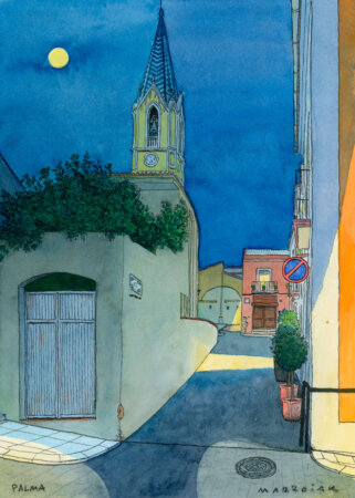 Palma de Gandia original watercolor auction