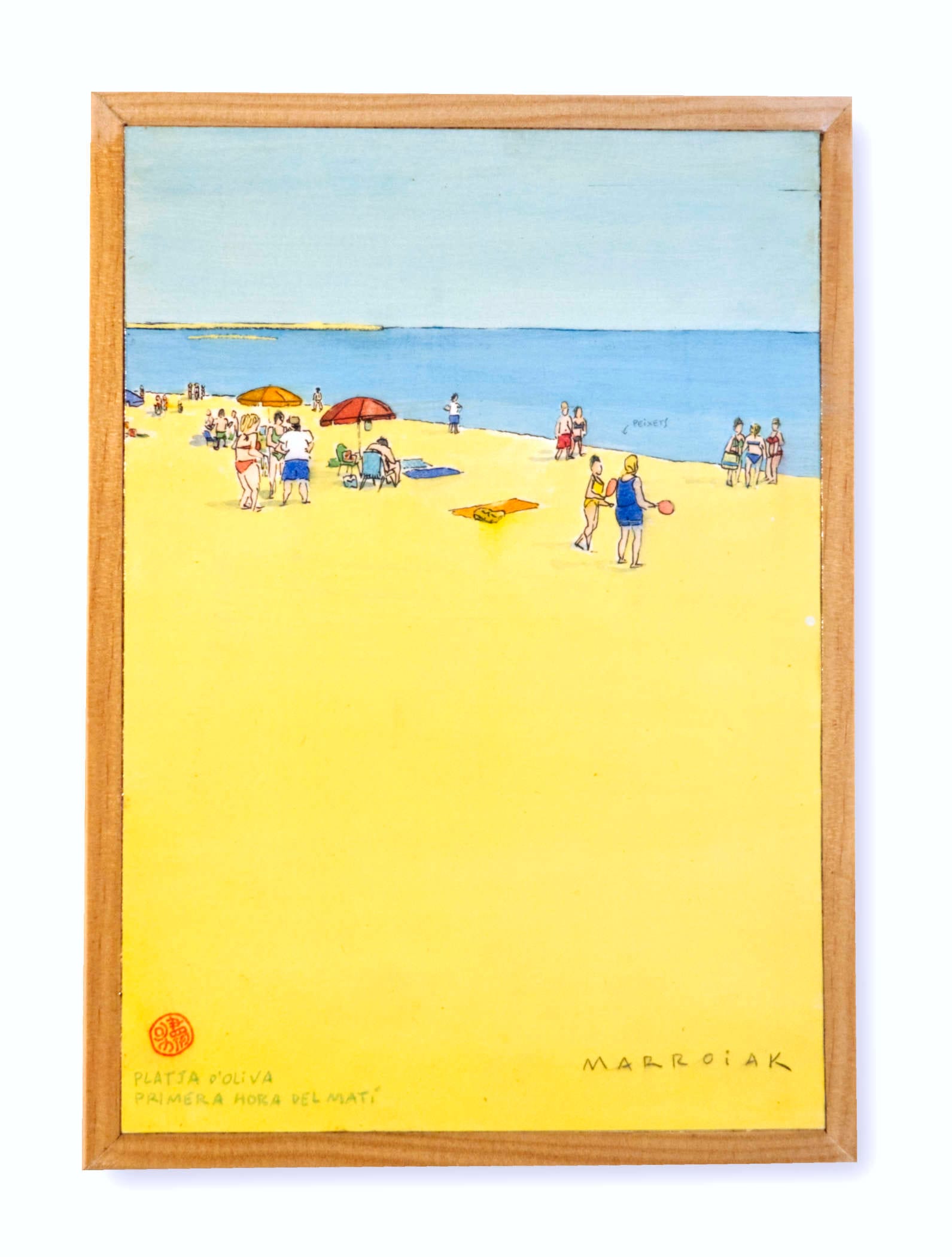 original platja a primera hora watercolor painting at auction