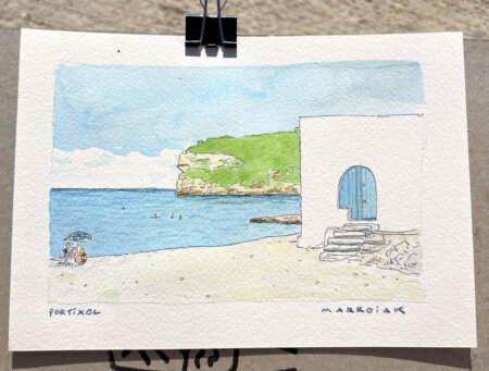 Porta blava portixol acuarela original subasta
