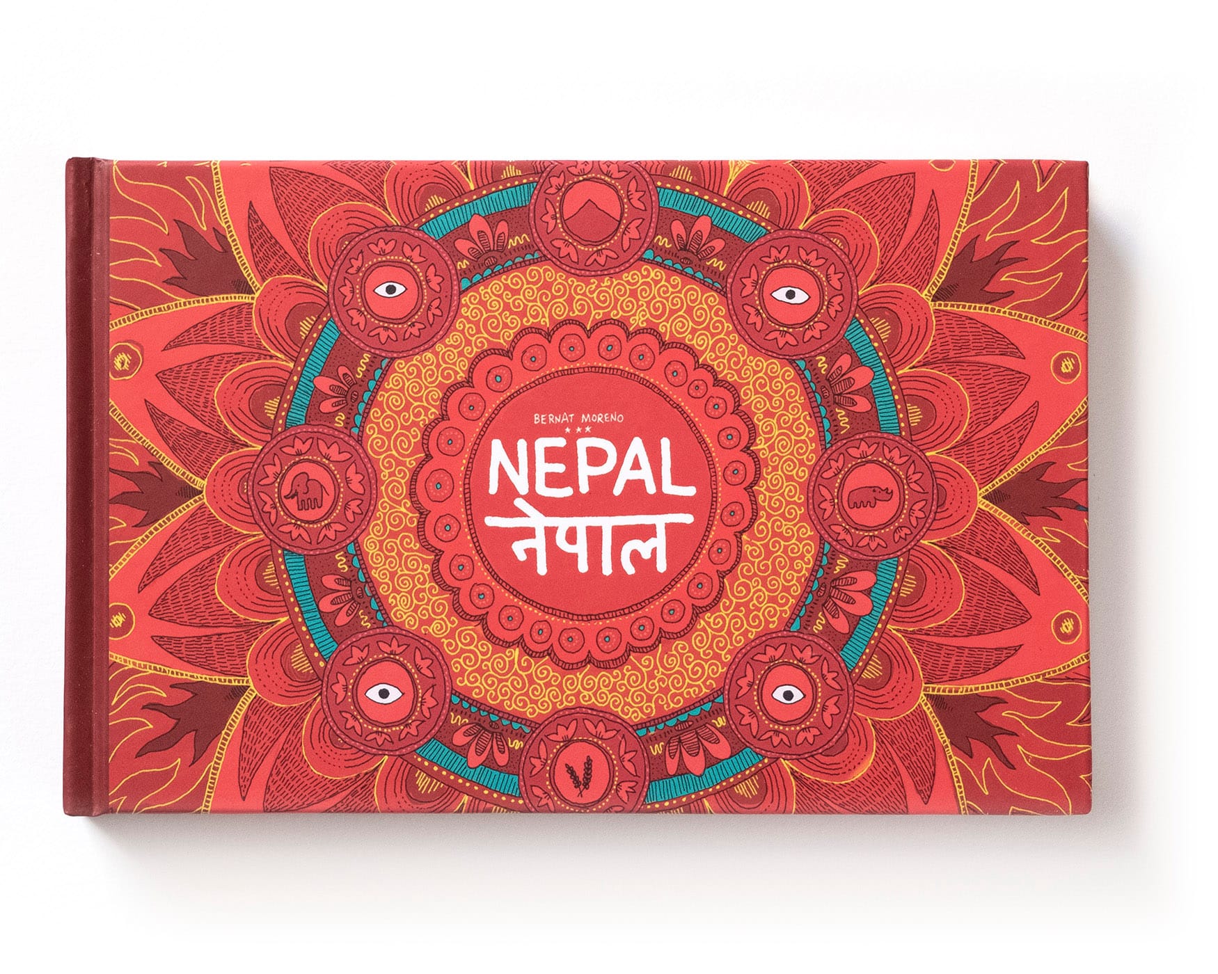 Portada del cuaderno de viaje de nepal. Ilustraciones en acuarela estilo urban sketchers