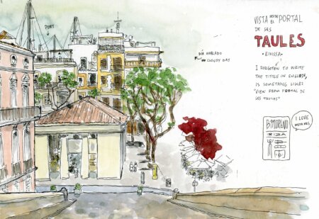 portal de ses taules Ibiza original watercolor original watercolor auction