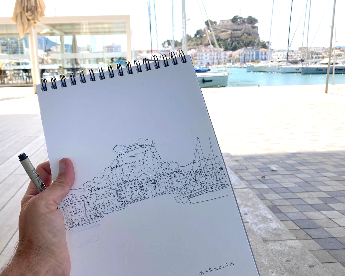 Disegno preparatorio per l'asta del porto di Denia. Opera originale.