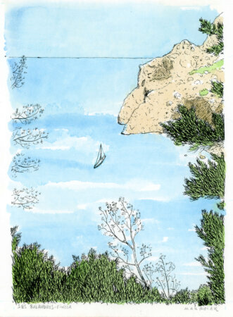Ses sloops ibiza オリジナル水彩画