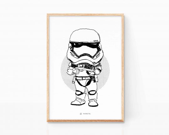 Star wars stormtrooper poster. Signed giclée print of a black and white illustration made with inks on paper