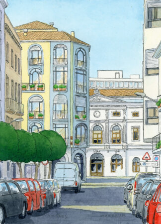 Tavernes de la Valldigna original watercolor auction