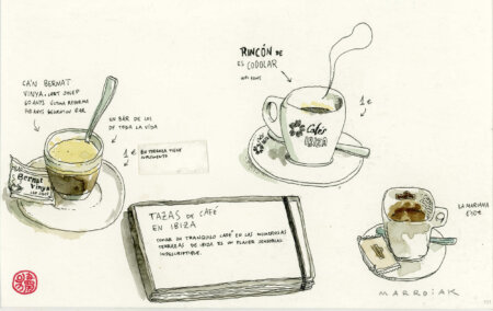 coffee mugs in ibiza original drawing at auction