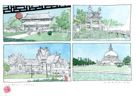 Templi buddisti a Lumbini, disegno originale