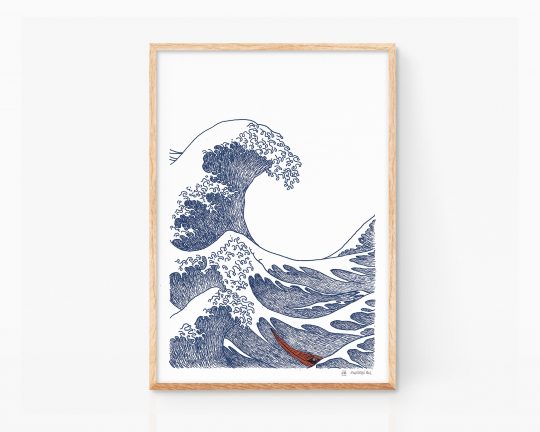 The great wave off kanagawa, painting by Katsushika Hokusai. Japanese ukiyo-e wall art print