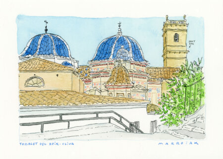 Tossalet del Doix olijfdorp aquarel kunst veiling