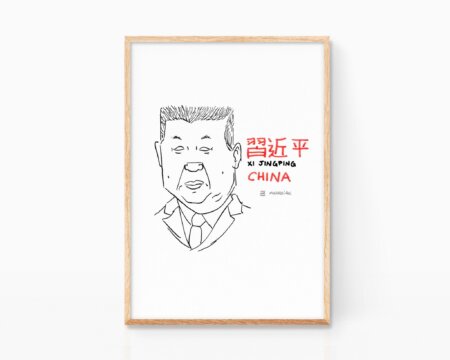 Illustrazione in bianco e nero del ritratto di Xi Jinping